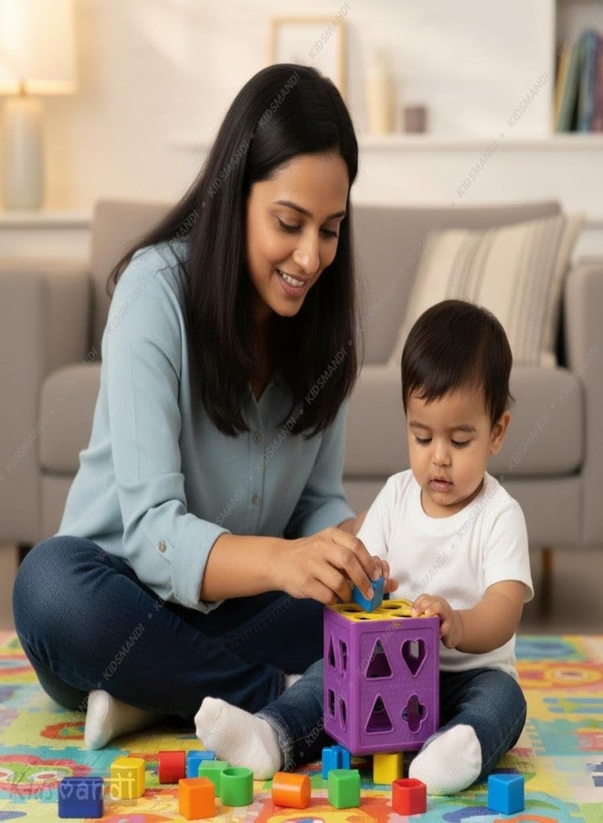 كيدز ماندي مكعب فرز الأشكال للأطفال من ماندي | لعبة تعليمية للفرز والمطابقة | مكعب أنشطة تعليمية ملون لتنمية المهارات المبكرة - Image 4